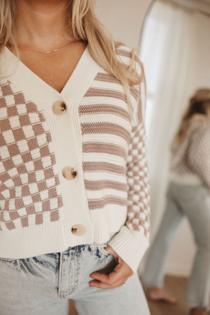 Stripe and Checker Cardigan