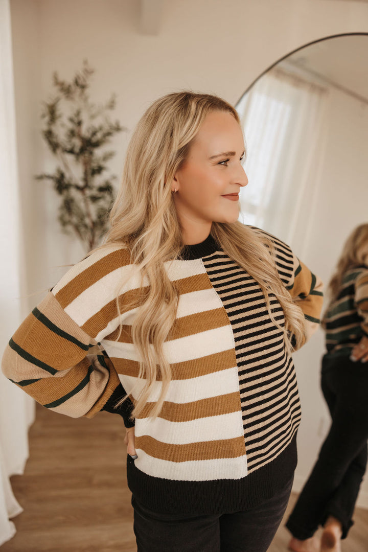 Mixed Stripe Color Block Sweater