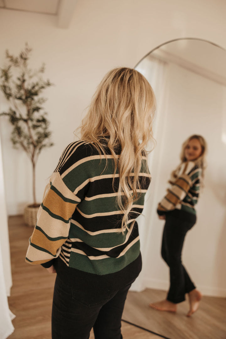 Mixed Stripe Color Block Sweater