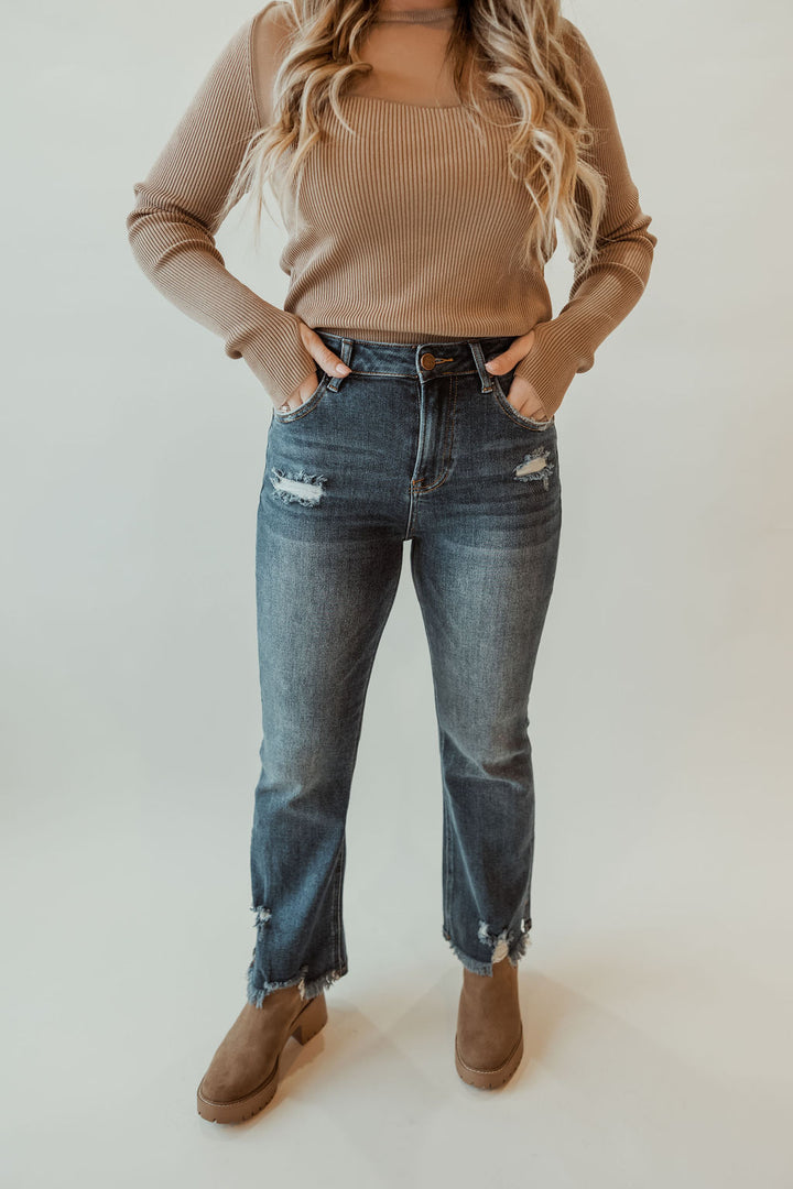 Risen Ankle Flare Jeans