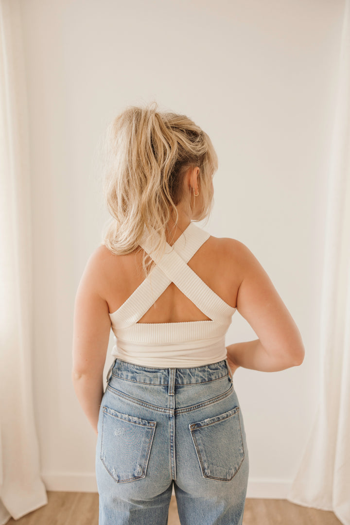 Criss Cross Halter Bodysuit