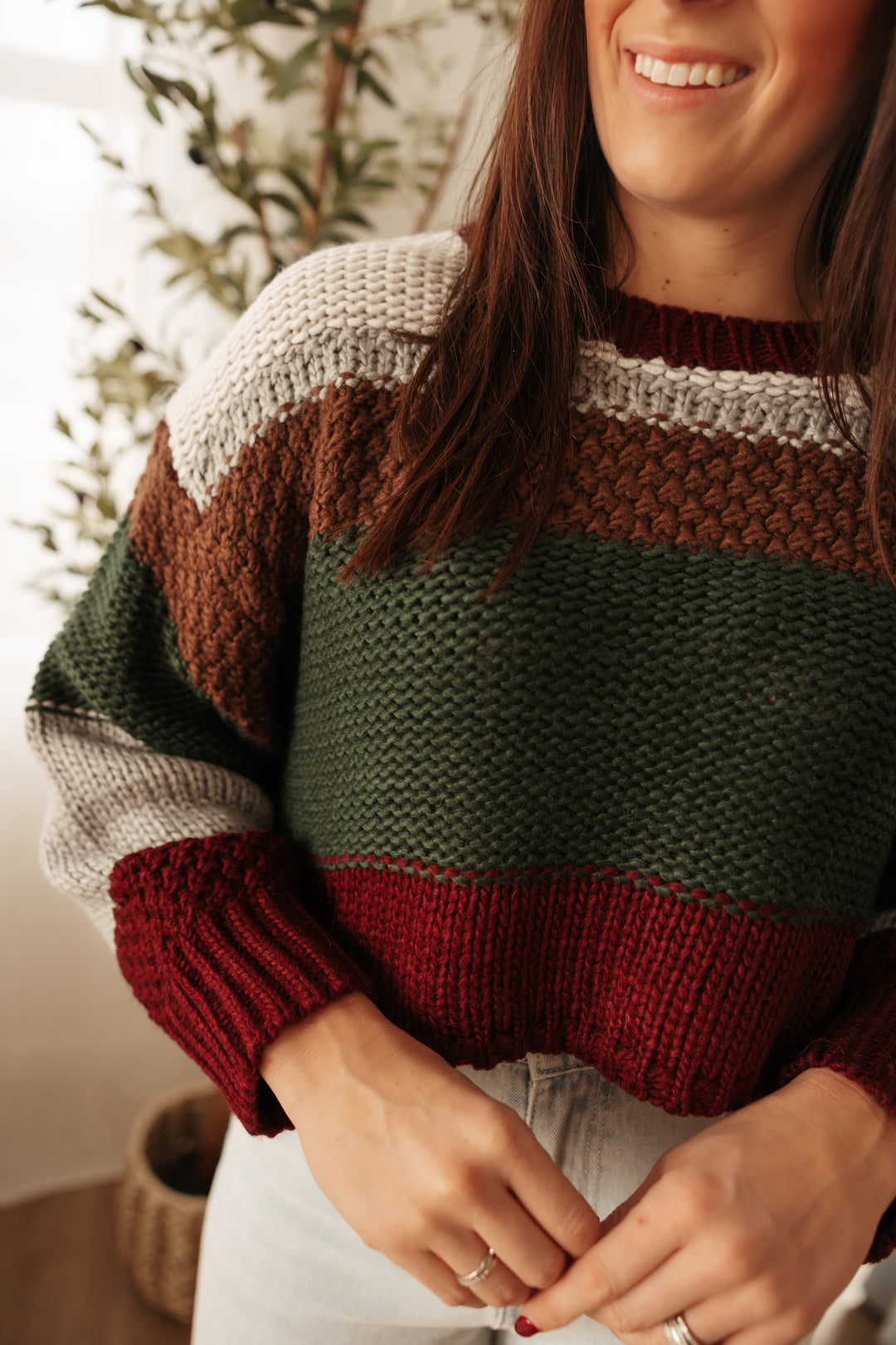 Wine Multi Crop Sweater