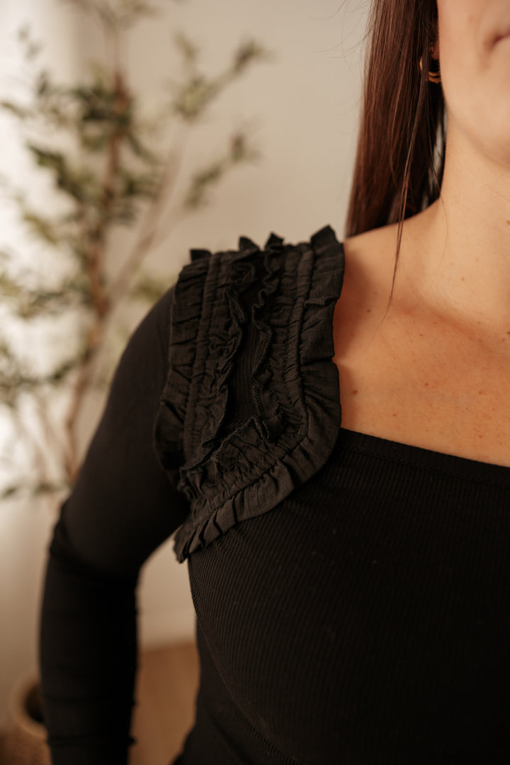 Ruffle Shoulder L/S Top