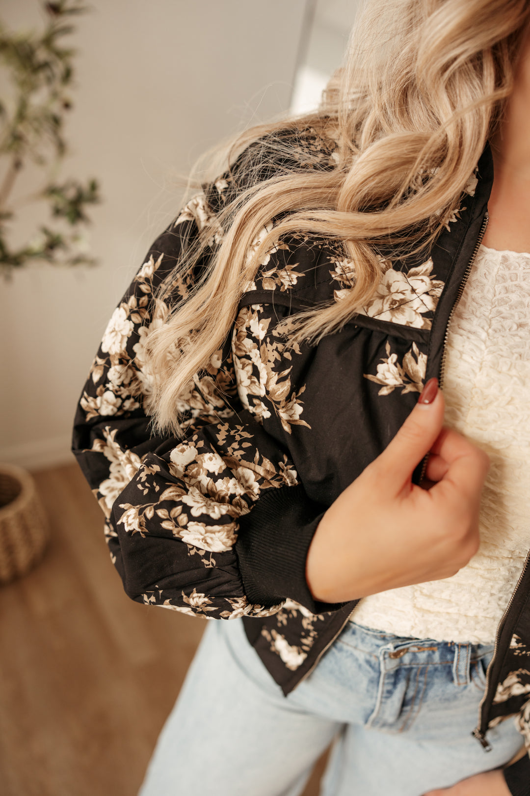 Floral Print Bomber Jacket