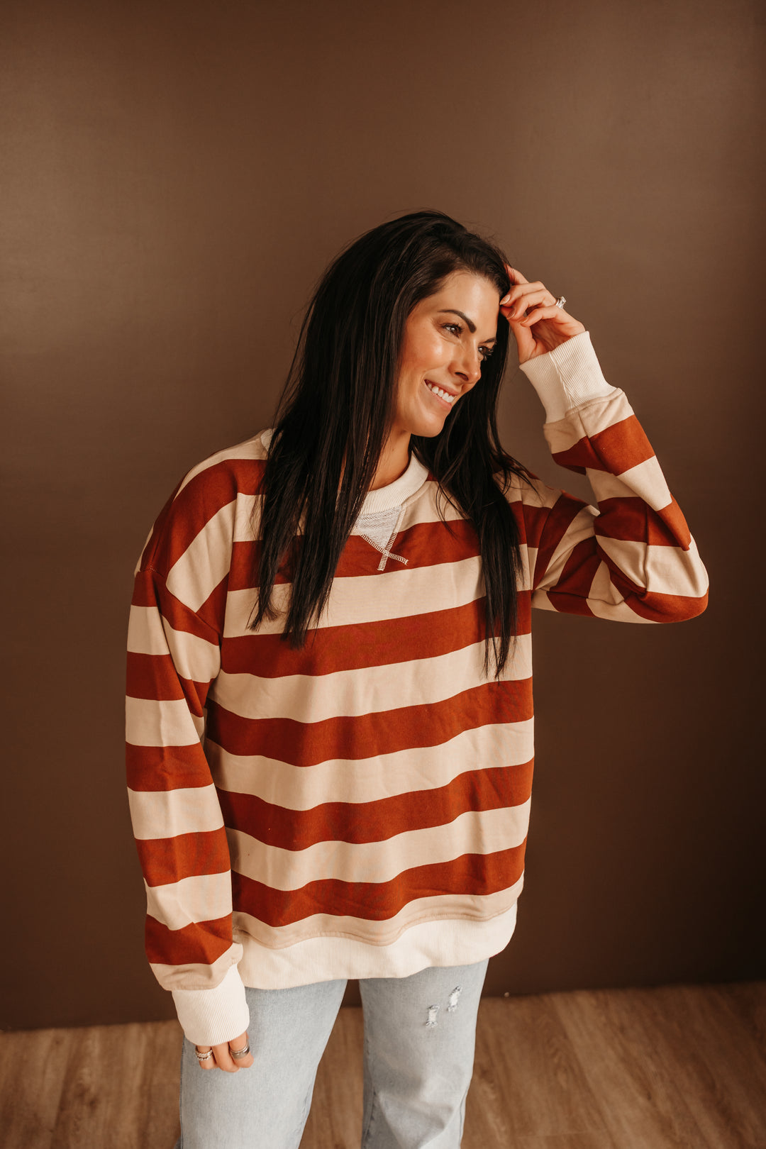 Rugby Stripe Oversized Sweatshirt