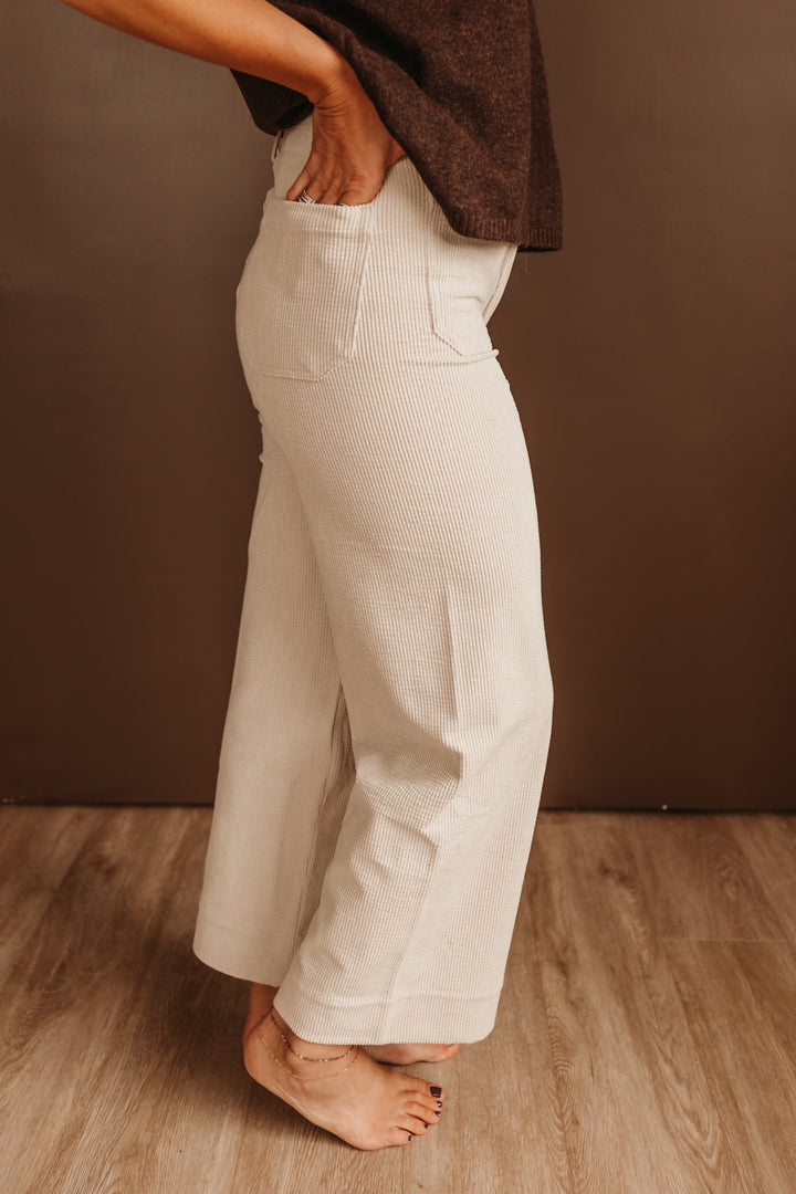 Corduroy Wide Leg Crop Pants