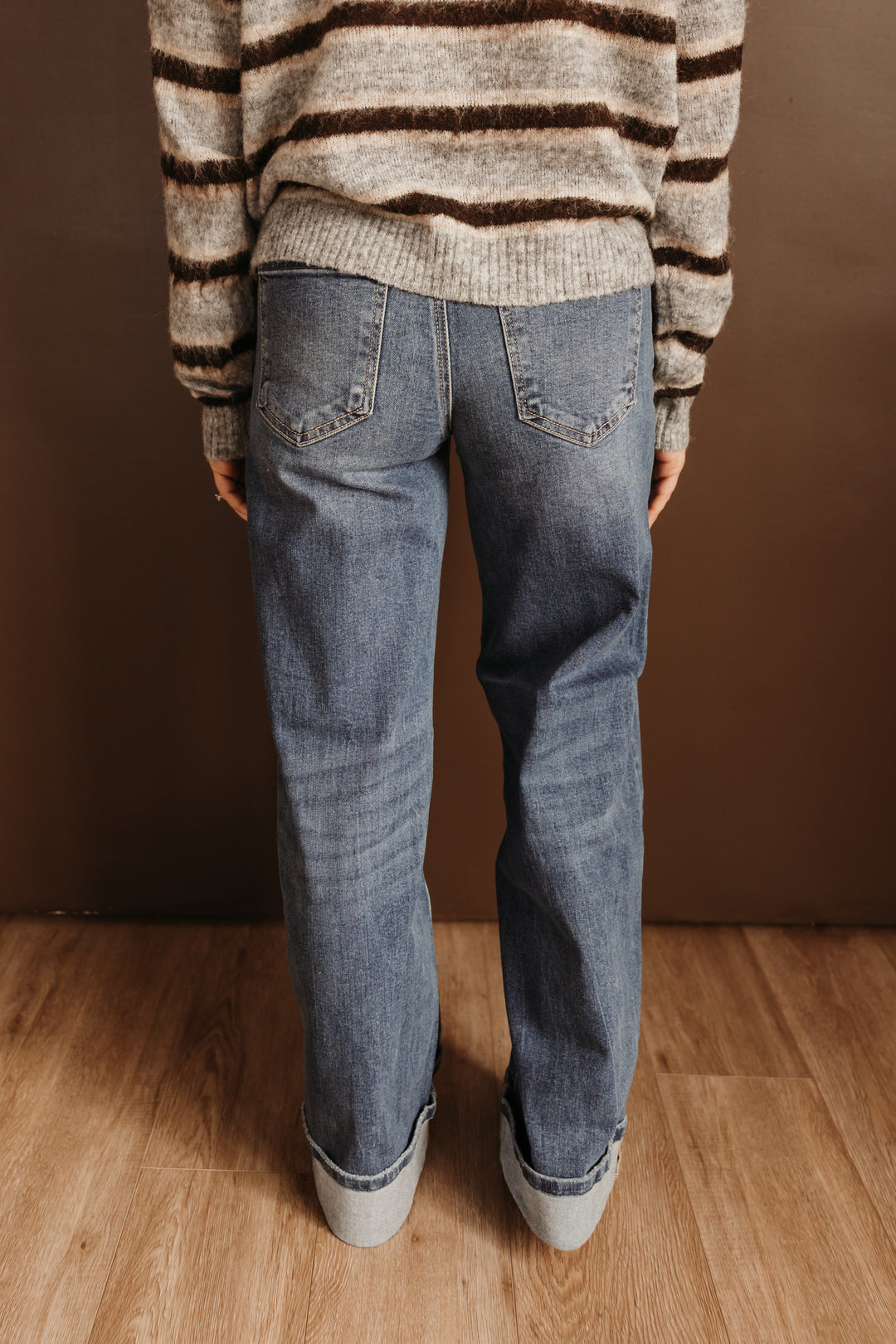 Slouchy Wide Leg Jeans with Cuff