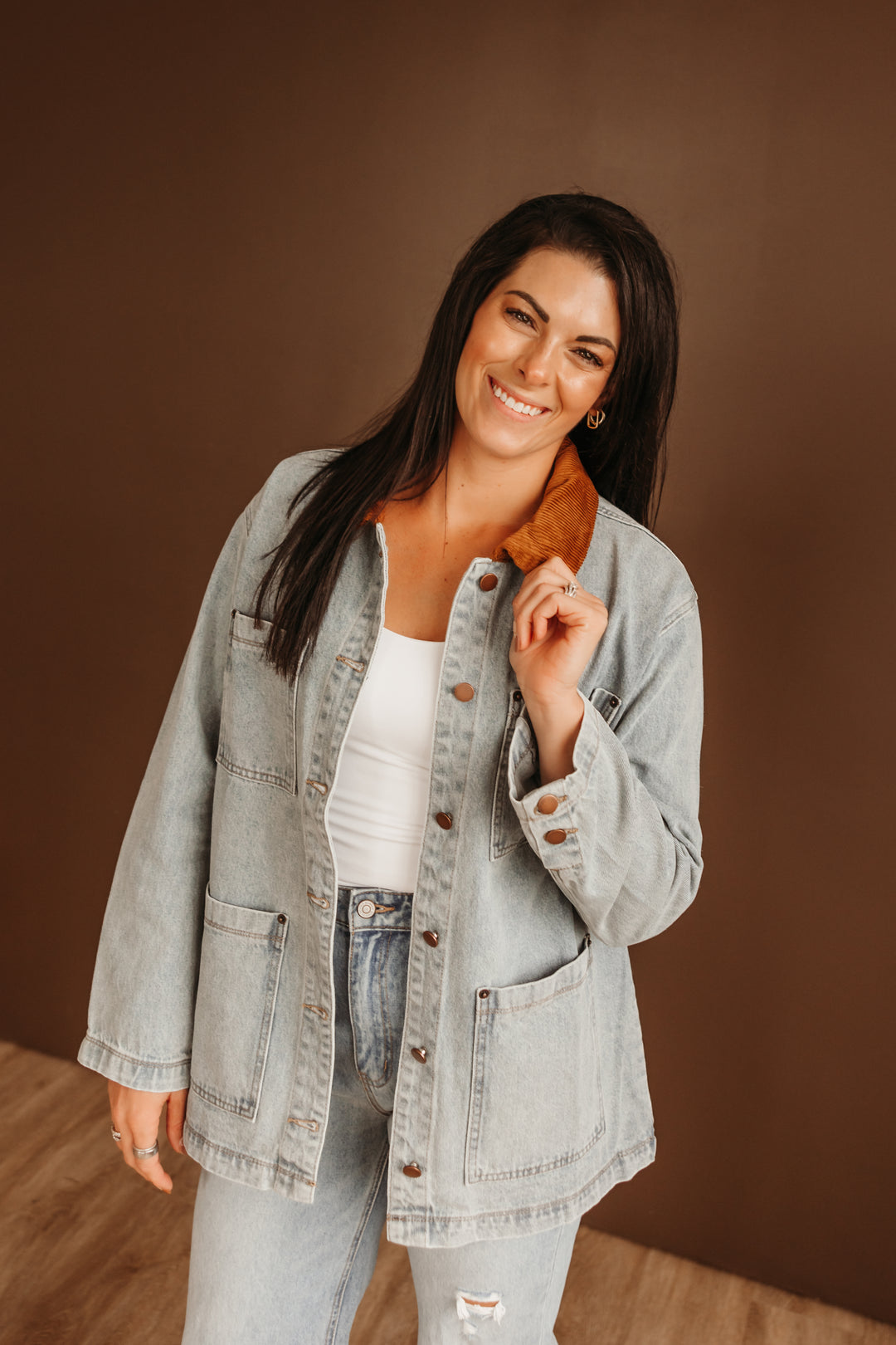 Corduroy Contrast Denim Barn Jacket
