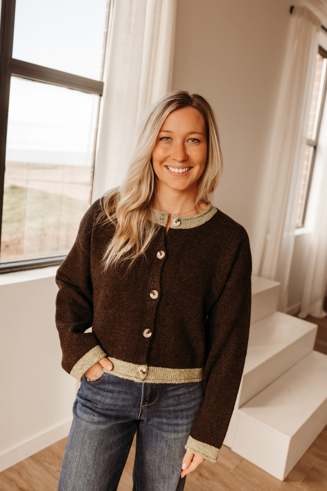 Contrast Hem Cardigan