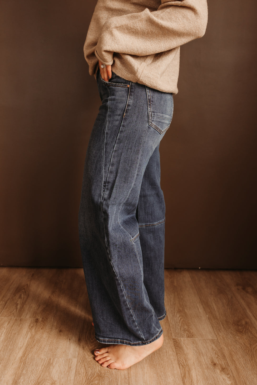 Dark Slouchy Barrel Twisted Seam Detail